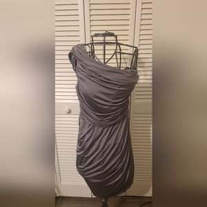 Eliza J One Shoulder Slouched Pewter Grey Dress